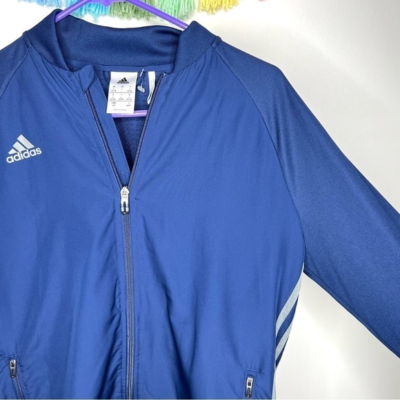 Adidas Navy Blue and Gray Grey Full Zip Up Long Sleeve Sporty Jacket Size Large - Picture 4 of 15